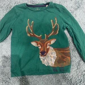3-4T Mini Boden Green deer/elk Kids Shirt